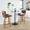 Lombardi counter stool in Walnut Wood, Black Metal, Black PU, featuring swivel and upholstered seat