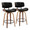 Lombardi counter stool in Walnut Wood, Black Metal, Black PU, coordinated set view, featuring swivel and upholstered seat