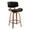 Lombardi counter stool in Walnut Wood, Black Metal, Black PU, product view, featuring swivel and upholstered seat