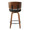 Lombardi counter stool in Walnut Wood, Black Metal, Black PU, back view, featuring swivel and upholstered seat