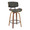 Lombardi 26" Mid-Century Modern Fixed-Height Counter Stool with Swivel in Walnut Wood and Grey Faux Leather with Round Black Metal Footrest- Set of 2 — product view