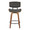 Lombardi 26" Mid-Century Modern Fixed-Height Counter Stool with Swivel in Walnut Wood and Grey Faux Leather with Round Black Metal Footrest- Set of 2 — front view