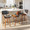 Lombardi 26" Mid-Century Modern Fixed-Height Counter Stool with Swivel in Walnut Wood and Grey Faux Leather with Round Black Metal Footrest- Set of 2 — lifestyle photo 3