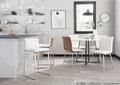 Mara counter stool in Brushed Stainless Steel, Walnut Wood, White PU