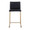 Mara counter stool in Gold Metal, Black PU, front view, featuring metal footrest