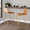 Mara counter stool in Gold Metal, Camel PU, featuring metal footrest