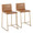 Mara counter stool in Gold Metal, Camel PU, coordinated set view, featuring metal footrest