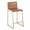 Mara counter stool in Gold Metal, Camel PU, product view, featuring metal footrest