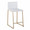 Mara counter stool in Gold Metal, White PU, product view, featuring metal footrest