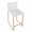 Mara counter stool in Gold Metal, White PU, top view, featuring metal footrest