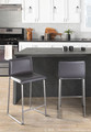 Mara counter stool in Stainless Steel, Grey PU