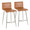 Mara Upholstered 26" Contemporary Fixed-Height Counter Stool with Swivel in Stainless Steel and Camel Faux Leather- Set of 2 — pair view