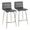 Mason counter stool in Stainless Steel, Grey PU, coordinated set view, featuring swivel and metal footrest