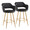 Margarite counter stool in Gold Metal, Black PU, coordinated set view, featuring metal footrest