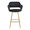 Margarite counter stool in Gold Metal, Black PU, front view, featuring metal footrest