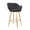 Margarite 26" Contemporary Fixed-Height Counter Stool in Gold Metal and Black Faux Leather with Square Gold Metal Footrest- Set of 2 — rear three-quarter view