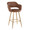 Margarite counter stool in Gold Metal, Brown PU, product view, featuring metal footrest