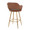 Margarite counter stool in Gold Metal, Brown PU, back and side view, featuring metal footrest