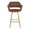 Margarite counter stool in Gold Metal, Brown PU, front view, featuring metal footrest