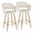Margarite 26" Contemporary Fixed-Height Counter Stool in Gold Metal and Cream Faux Leather with Square Gold Metal Footrest- Set of 2 — pair view