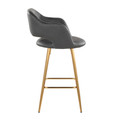 Margarite counter stool in Gold Metal, Grey PU, side view, featuring metal footrest
