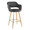 Margarite 26" Contemporary Fixed-Height Counter Stool in Gold Metal and Grey Faux Leather with Square Gold Metal Footrest- Set of 2 — product view