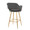 Margarite 26" Contemporary Fixed-Height Counter Stool in Gold Metal and Grey Faux Leather with Square Gold Metal Footrest- Set of 2 — rear three-quarter view