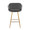 Margarite 26" Contemporary Fixed-Height Counter Stool in Gold Metal and Grey Faux Leather with Square Gold Metal Footrest- Set of 2 — back view
