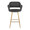 Margarite 26" Contemporary Fixed-Height Counter Stool in Gold Metal and Grey Faux Leather with Square Gold Metal Footrest- Set of 2 — front view