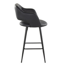 Margarite counter stool in Black Metal, Black PU, side view, featuring metal footrest