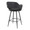 Margarite counter stool in Black Metal, Black PU, back and side view, featuring metal footrest
