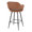 Margarite counter stool in Black Metal, Brown PU, back and side view, featuring metal footrest
