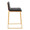 Mason counter stool in Gold Metal, Walnut Wood, Black PU, side view, featuring faux leather design and leather design