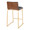 Mason counter stool in Gold Metal, Walnut Wood, Black PU, back and side view, featuring faux leather design and leather design