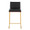 Mason counter stool in Gold Metal, Walnut Wood, Black PU, front view, featuring faux leather design and leather design