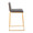 Mason counter stool in Gold Metal, Walnut Wood, Grey PU, side view, featuring upholstered seat