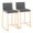 Mason counter stool in Gold Metal, Walnut Wood, Grey PU, coordinated set view, featuring upholstered seat