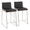 Mason counter stool in Brushed Stainless Steel, Walnut Wood, Black PU, coordinated set view, featuring faux leather design and leather design