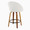 Matisse High Back 26" Contemporary Fixed-Height Counter Stool with Swivel in Walnut Wood and Cream Fabric with Round Black Metal Footrest- Set of 2 — rear three-quarter view