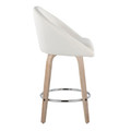 Matisse counter stool in Whitewashed Wood, Cream Fabric, Chrome Metal, side view, featuring swivel and wood frame