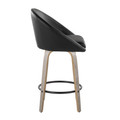 Matisse counter stool in Light Grey Wood, Black PU, Black Metal, side view, featuring swivel and wood frame