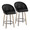 Matisse High Back 26" Contemporary Fixed-Height Counter Stool with Swivel in Light Grey Wood and Black Faux Leather with Black Chrome Metal Footrest- Set of 2 — pair view