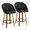 Matisse High Back 26" Contemporary Fixed-Height Counter Stool with Swivel in Walnut Wood and Black Faux Leather with Round Black Metal Footrest- Set of 2 — pair view