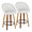Matisse counter stool in Walnut Wood, White PU, Black Metal, coordinated set view, featuring swivel and wood frame