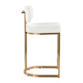 Demi counter stool in Gold Metal, Cream Fabric, side view, featuring metal design and fabric design