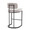 Demi counter stool in Black Metal, Light Grey Fabric, back and side view, featuring metal design and fabric design