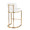 Demi counter stool in Gold Metal, White PU, back and side view, featuring faux leather design and leather design