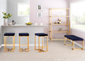 Midas counter stool in Gold Metal, Royal Blue Velvet