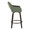 Mustang counter stool in Walnut Glazed Wood, Green Fabric, Black Metal, side view, featuring swivel and wood frame