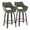 Mustang counter stool in Walnut Glazed Wood, Green Fabric, Black Metal, coordinated set view, featuring swivel and wood frame